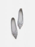 PAZZION, Natalia Bow Pointed-Toe Covered Flats, Silver