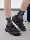 PAZZION, Natalie Elastic Lace Flyknit Sneakers, Black