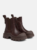 PAZZION, Natalya Leather Ankle Boots, Brown