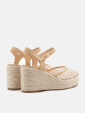 PAZZION, Naya Crystal Embellished Woven Slingback Wedges, Almond