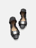 PAZZION, Noelle Diamante Bow Foldable Flats, Black