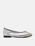 PAZZION, Novalyn Bow Leather Flats, Silver