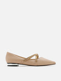 PAZZION, Odette Embellished Cross Strap Flats, Almond