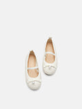 PAZZION, Olivia Quilted Pearl Bow Flats, Beige