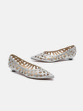 PAZZION, Pavienne Crystal Woven Flats, Silver
