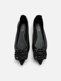 PAZZION, Pearly Diamante Pointed Flats, Black