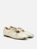 Pernille Metallic Lace-Up Flats