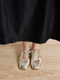 Pernille Metallic Lace-Up Flats