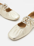 Pernille Metallic Lace-Up Flats