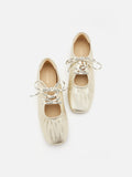 Pernille Metallic Lace-Up Flats