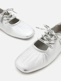 Pernille Metallic Lace-Up Flats