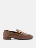 PAZZION, Perry Metal Buckle Loafers, Brown