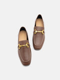 PAZZION, Perry Metal Buckle Loafers, Brown