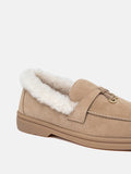 PAZZION, Phemia Knot Detail Wool-Lined Suede Loafers, Almond