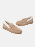 PAZZION, Phemia Knot Detail Wool-Lined Suede Loafers, Almond