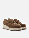 PAZZION, Phoenix Knot Detail Suede Espadrille Wedges, Brown