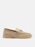 PAZZION, Phoenix Knot Detail Suede Loafers, Almond