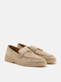 PAZZION, Phoenix Knot Detail Suede Loafers, Almond