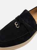 PAZZION, Phoenix Knot Detail Suede Loafers, Black