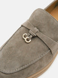 PAZZION, Phoenix Knot Detail Suede Loafers, Khaki