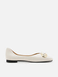 PAZZION, Qistina Gold Chained Curved Flats, Beige