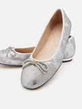 PAZZION, Queenie Bow Glitter Ballerinas, Silver