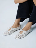 PAZZION, Quenara Floral Cutout Leather Flats, Beige