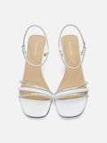PAZZION, Quinella Crystal Embellished Sandal Heels, Beige