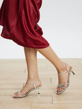 PAZZION, Quinella Crystal Embellished Sandal Heels, Silver