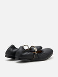 PAZZION, Reiley Floral Accented Chain-Strap Mary Janes, Black