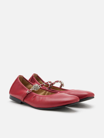Reiley Floral Accented Chain-Strap Mary Janes