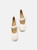 PAZZION, Remi Ruched Strap Mary Janes, Beige