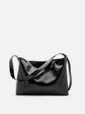 PAZZION, Rexine Textured Buckle Shoulder Bag, Black