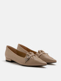 PAZZION, Rina Strapped Buckle Scrunched Flats, Almond
