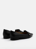 PAZZION, Rina Strapped Buckle Scrunched Flats, Black
