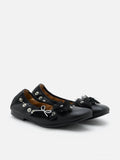 PAZZION, Rolene Clip-Stud Charmed Flats, Black