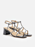 PAZZION, Rumi Crystal Embellished Strappy Sandal Heels, Black