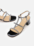 PAZZION, Rumi Crystal Embellished Strappy Sandal Heels, Black