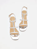 PAZZION, Rumi Crystal Embellished Strappy Sandal Heels, Silver