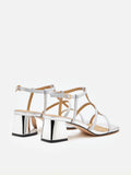PAZZION, Rumi Crystal Embellished Strappy Sandal Heels, Silver