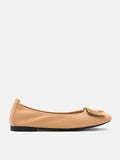 PAZZION, Sage Brass Gold Buckled Flats, Almond