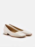 PAZZION, Sarah Patent Leather Low Block Heels, Beige