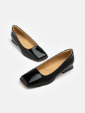 PAZZION, Sarah Patent Leather Low Block Heels, Black