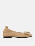 PAZZION, Selma Buckle Round-Toe Flats, Almond