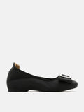 PAZZION, Selma Buckle Round-Toe Flats, Black