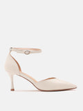 PAZZION, Seraphina Pearl Strap Point-Toe Heels, Beige