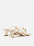 PAZZION, Shevone Bead Knot Sandal Heels, Beige