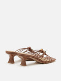 PAZZION, Shevone Bead Knot Sandal Heels, Brown