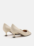 PAZZION, Shu Shu Front Bow Kitten Heels, Beige