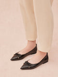 PAZZION, Sienna Bow Pointed Toe Flats, Black